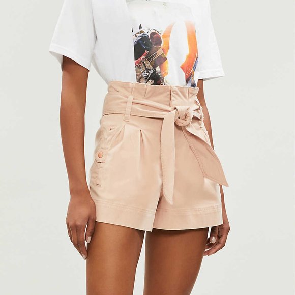 NWT Topshop Utility Stretch Twill Tie Belt Shorts - Picture 1 of 12
